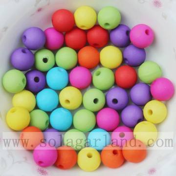 Perles acryliques rondes givrées de couleurs unies pour la décoration