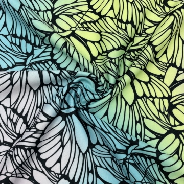 Butterfly Pattern 100% Polyester Tricot Silky Plain Cloth