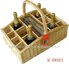 Wicker wine bottle gift basket with grid (factory supplier)