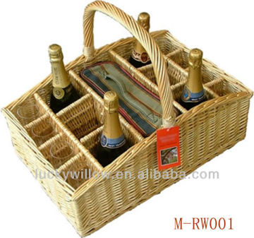 Wicker wine bottle gift basket with grid (factory supplier)