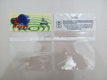 Plastics Supermarket OPP Header Card Packaging Bag For Balloons