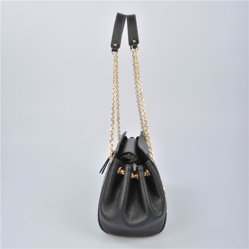 Exclusive Leather shoulder bag with double chain handles