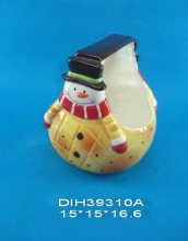 Hand-Painted Snowman-Shaped Ceramic Basket