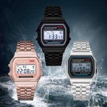 Wholesale Waterproof Multifunction Digital LED Watch with Stainless Steel Band