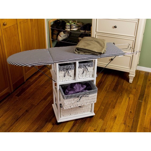 Corner Housewares Ironing Board Center with laundry hamper