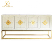 Jonathan Adler Antiqued Mirror Finish Golden Metal Base Sideboard