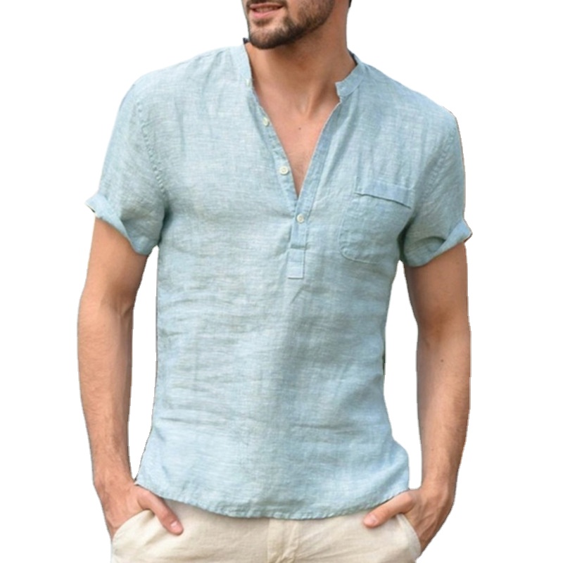 Custom Wholesale Men's Cotton Linen Blended Shirts