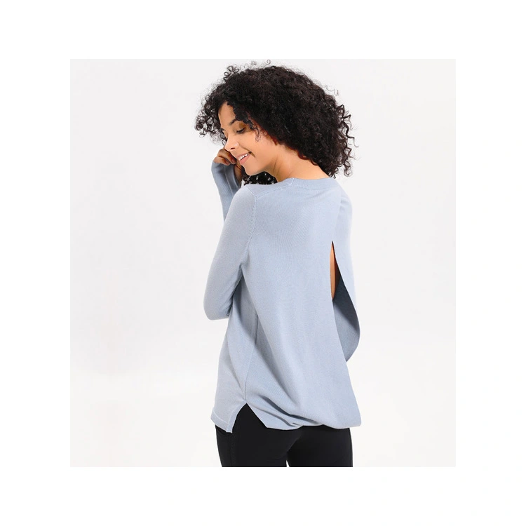 Top Quality Woolen Women Loose Backless Fitness Shirts Wholesale China