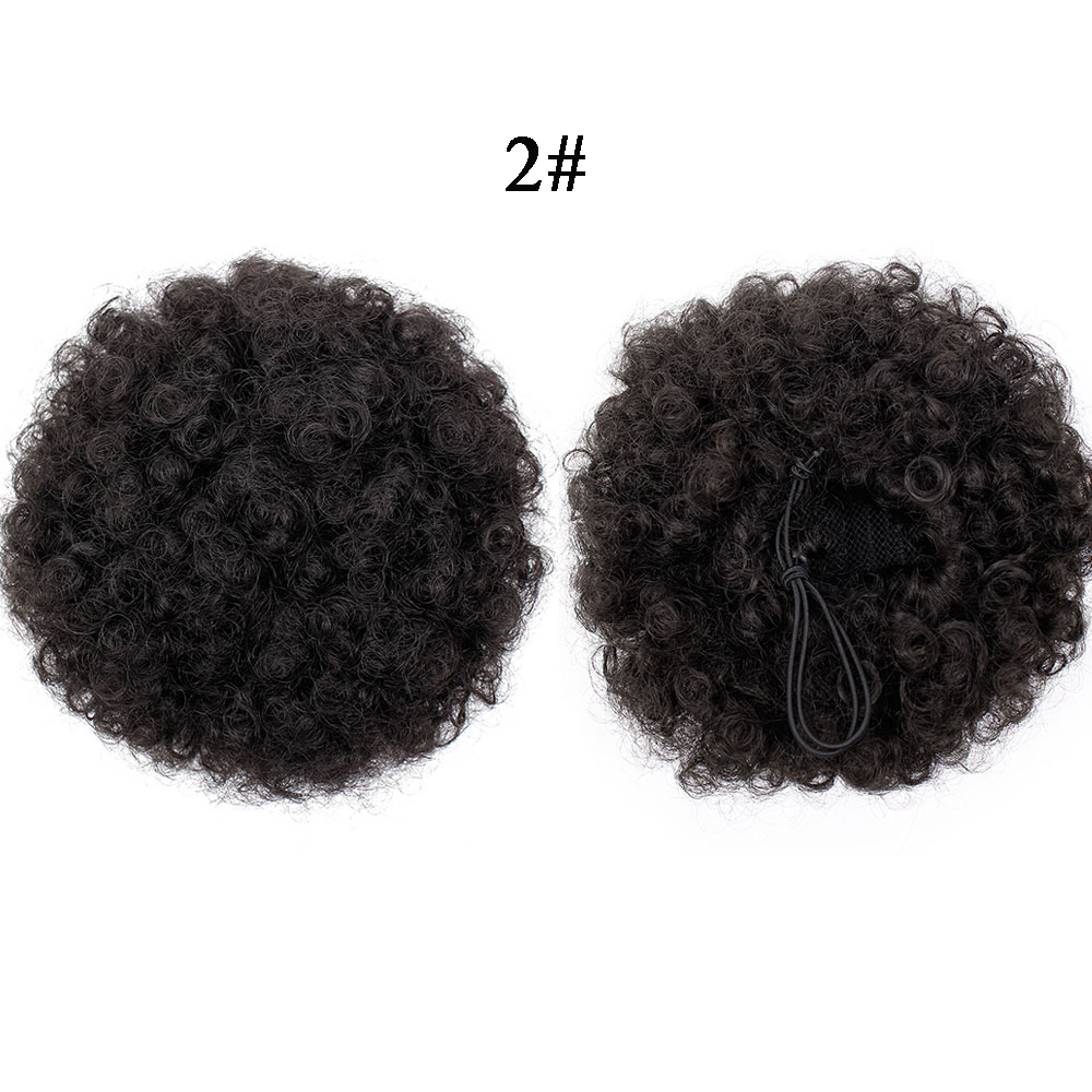 Aisi Hair Women's Synthetic Puff Afro Short Kinky Curly Hair Bun T1B 27# Drawstring Ponytail Chignon For Black Women