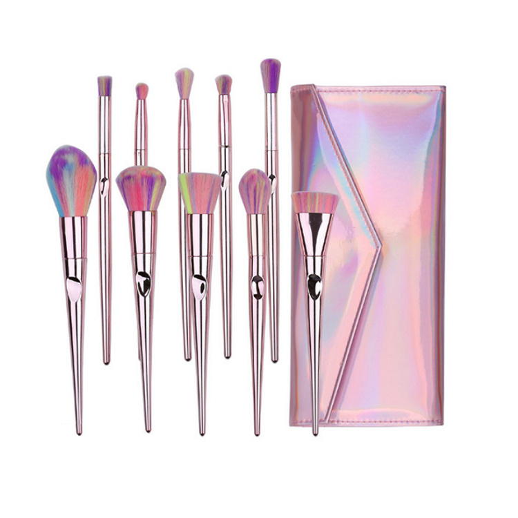 10pcs Cosmetic Brush Pink Cosmetic Makeup Brush Set with Bag