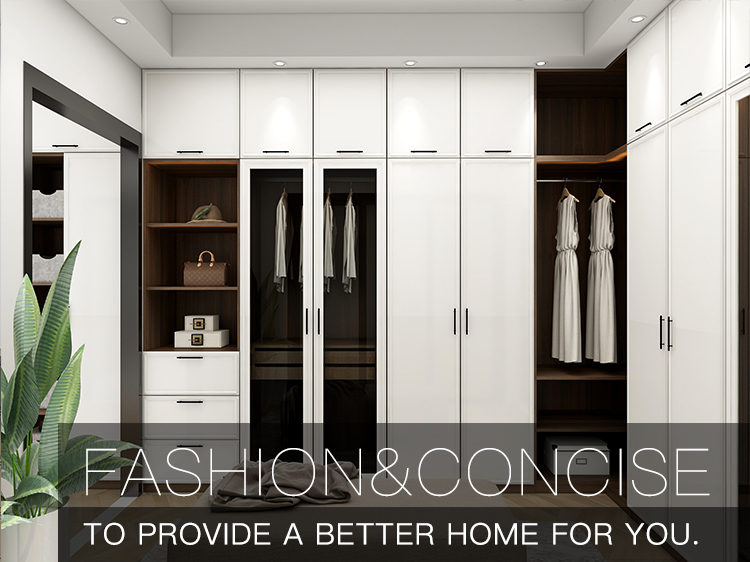 Modern white glass door dining cabinet and wardrobes 