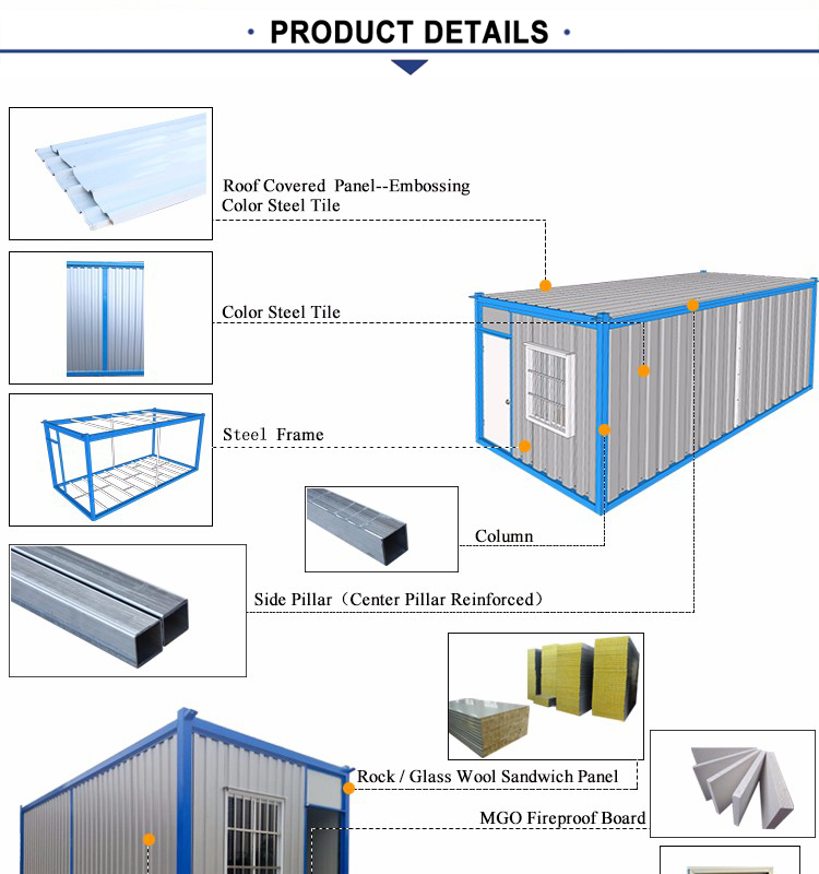 One-Story Prefab Pre-Build Manufacture 40ft Container Homes Made In China