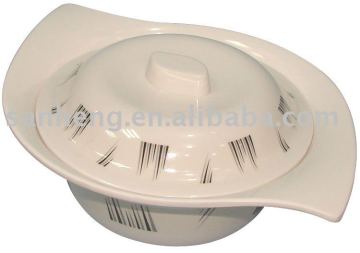 Melamine handled bowl with cover