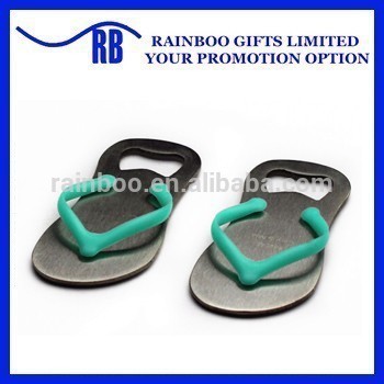 Hot selling good quality logo printed metal flip flop bottle opener for promotion