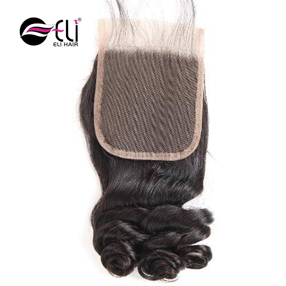 Brazilian Loose Wave Bundles with Closure Loose Wave Lace Closure 4 X 4 inch Free Part Closure with Human Hair Bundles