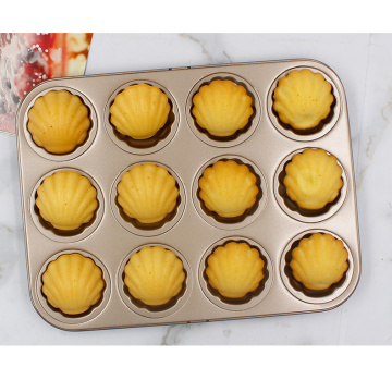 12x Non-stick Madeleine Cake Mold (Golden)