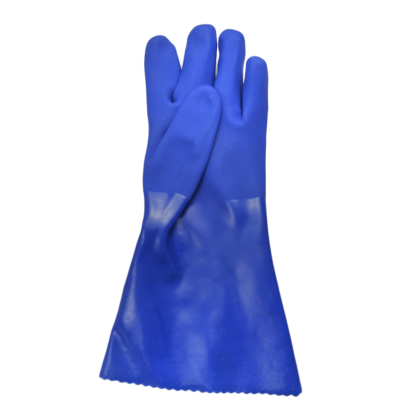 Blue PVC coated gloves 14''