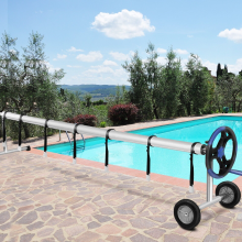 Sturdy Rubber Wheel Swimming Pool Cover Reel for Inground Pools