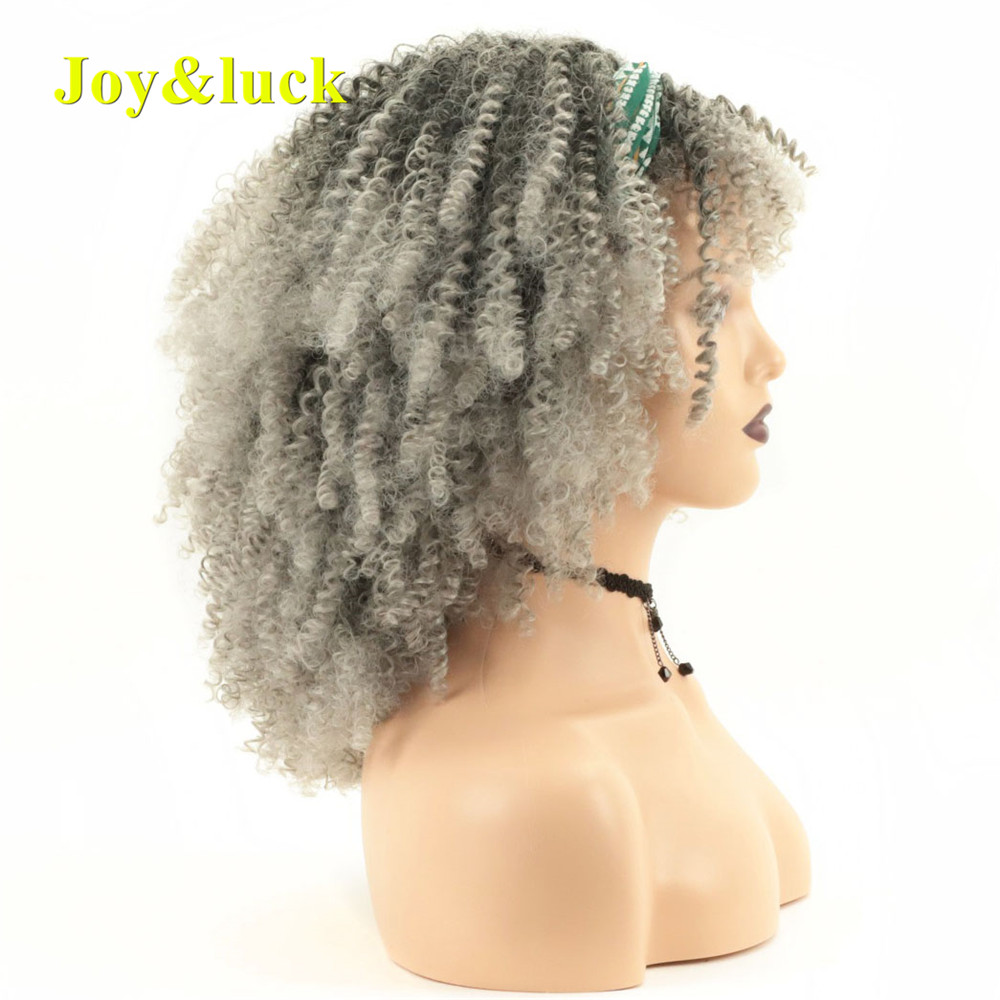 Women's Wholesale Head Band Wig Green Hairband  Ombre Grey Scarf  Hair Short Afro Kinky Curly Headband Wig Synthetic Hair Wigs