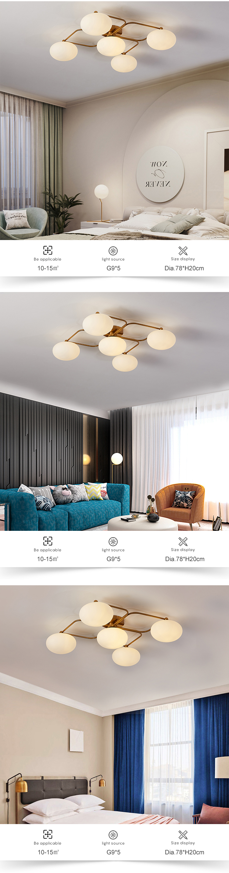 Nordic modern creative fancy ball glass art bedroom study living room square ceiling light