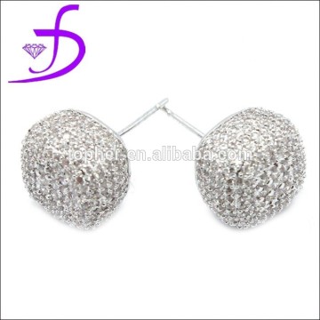 925 silver cubic zircon stud earring white CZ jewelry factory price