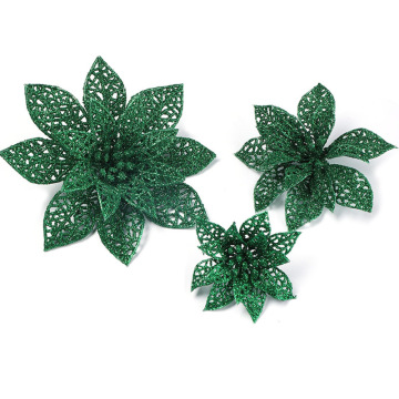 15CM Double Layer Hollow Christmas Tree Decorative Flower with Gold Powder - Christmas Flower