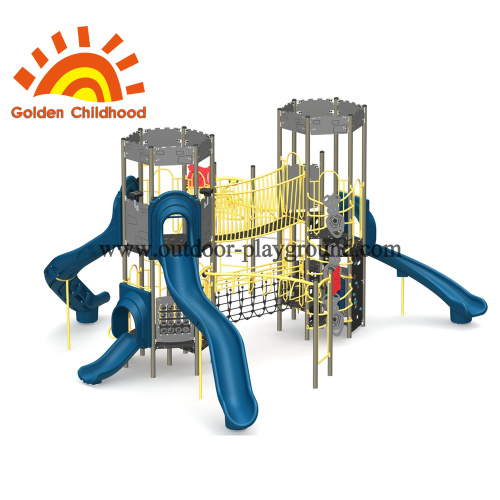 Double Tower Slide Playground Luar Ruangan Untuk Anak-Anak
