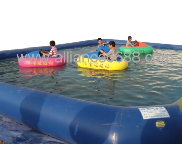 children bumper boat and inflatable pool