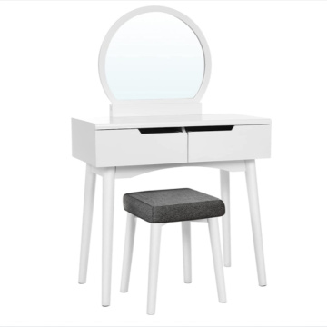 Solid Wood Vanity Table Makeup Desk With Mirror