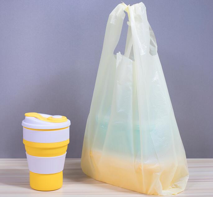 Shopping T Shirt Plastic Bag in Yellow