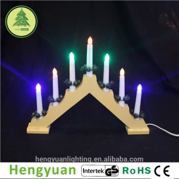 7L Yellow Wooden LED Christmas Candle Bridge Light Decorations