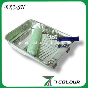 metal paint tray and roller brush