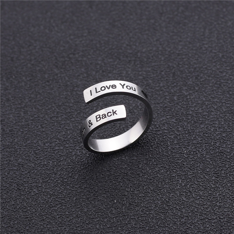 l love you stainless steel ring for men silver ring adjustable open finger rings