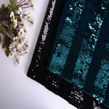 New Stripe 3mm Sequin Velvet Embroidery Fabric