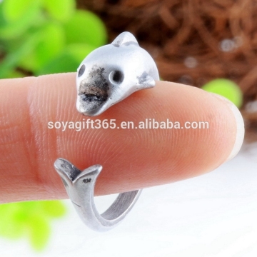 Animal Wrap Rings Gold Silver Plated Dolphin Unique Rings Jewelry Resizable