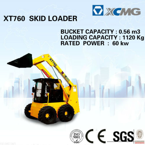 XT760 skid shovel loader (Bucket Capacity: 0.56m3, Operating Weight: 1120kg) of 1.5ton skid steer loader