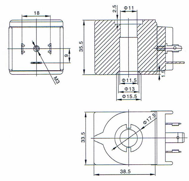 Overall dimension of 1028/1078/1079/ Refrigeration Valve Component Coils