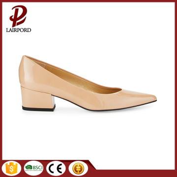 chunky-heel elegant 4cm beige ladies shoes