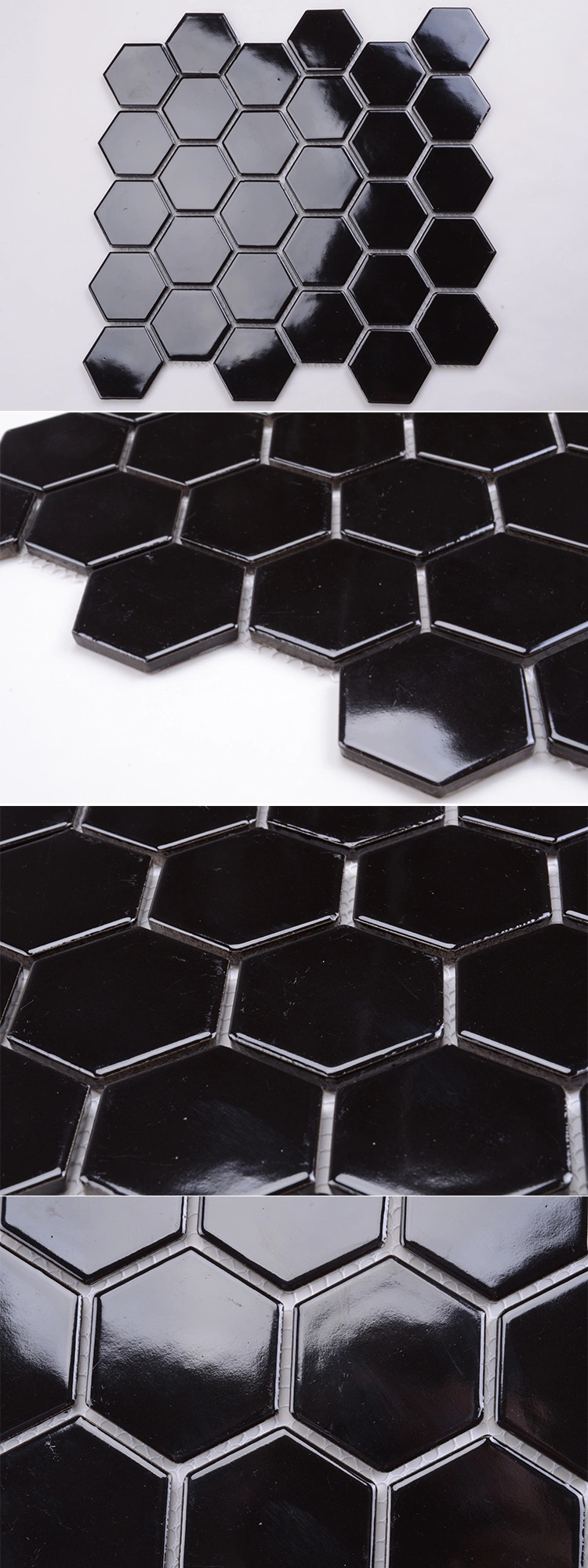 Modern Fashion Style Anti-Microbial Black Hexagon Mosaic Tile