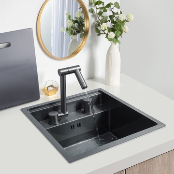Meiao Drop-in Hidden Single Kitchen Sink Black