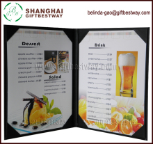 Price competitive wholesale high quality a4 leather menu cover, restaurant menus book, leatherette menu book