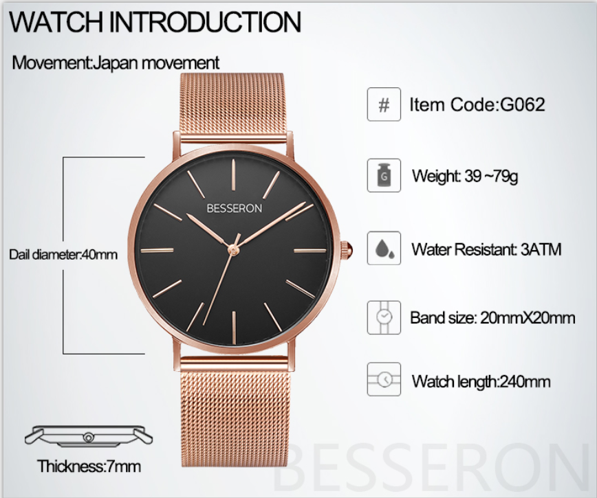 Minimalist watch quartz genuine leather watches for men changeable face japan mov't mens stainless steel watch