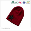 Long Design 100 Acrylic Star Patch Knitted Hat