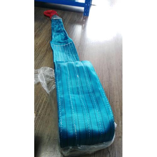 Blue Polyester Sling 8,000kgs Breaking Strength With Lifting Hook