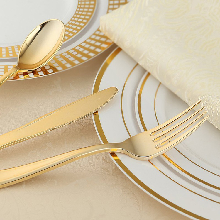 180 Gold Plastic Silverware Set Disposable Dinnerware Flatware Set | 60 Forks, 60 Spoons, 60 Knives Party Utensils Supplies