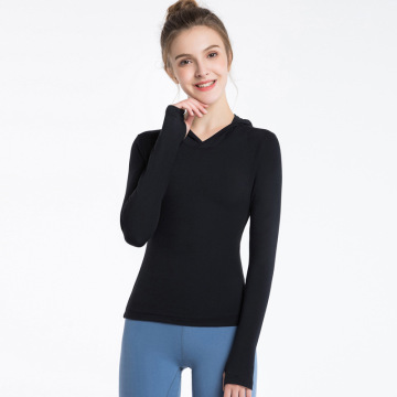 Yoga top Hoodie mei lange mouwen