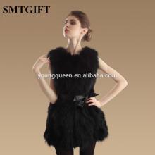 FA11 leather vest 2016 new slim raccoon fur vest long section of with a belt