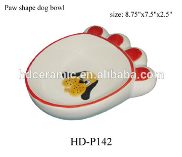 ceramic pet water bowl with paw shape