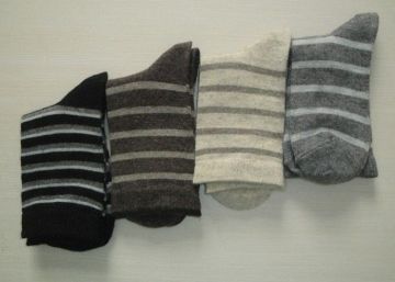 Customized Thin Striped Wool Socks , Merino Alpaca Wool Socks For Kids