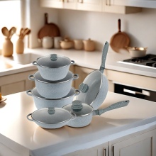 Kitchen Granite Cookware Set: Non-Stick Aluminum Cookware with Utensils, Pots, and Pans